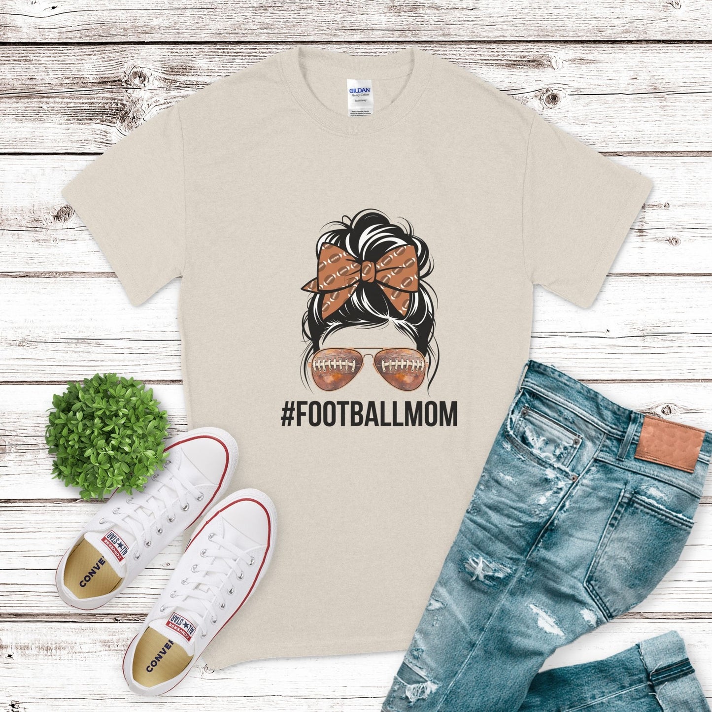 Messy Bun Football Mom