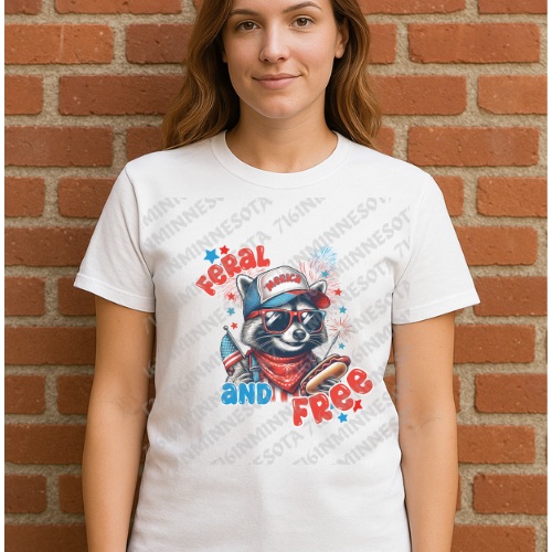 Feral and Free – Patriotic Raccoon Tee