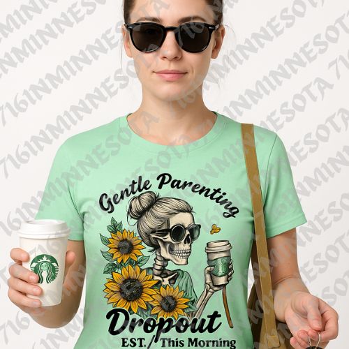 Gentle Parenting Dropout Skeleton Tee | Coffee, Chaos & Motherhood