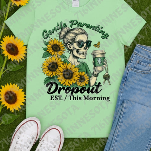 Gentle Parenting Dropout Skeleton Tee | Coffee, Chaos & Motherhood