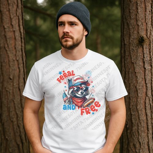 Feral and Free – Patriotic Raccoon Tee